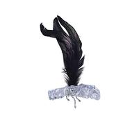 Silver Headband with Black Feathers, 1 Pc. - Glamorous Design, Perfect Headpiece for Parties, Wedding Events, Gatsby Costumes, & Special Occasions Halloween, World Book Day