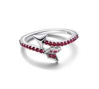 Silver Heart Crown Bow Moon Shell Colorful Crystal Ring For Women Valentine's Birthday Fine Gift(AMR031,E)