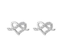 Silver Heart Earrings for Women, Sparkly Rhinestone Hollow Heart Tiny Stud Earring Dainty Simple S925 Silver Needle Piercing Earrings Jewelry Gifts, Copper, Rhinestone