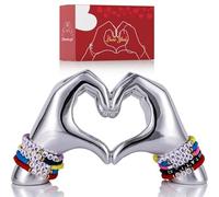 Silver Heart Hands Decor for Living Room Bedroom Bookshelf Coffe Table, Love Centerpieces Aesthetic Statue and Sculpture Boho Wedding Accents Decorations, Knick Knacks Home Decor for Shelves para