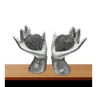 Silver Heart in Hands Ornament, Crushed Diamond Sparkle Bling, Decorative Statue, Wedding Anniversary Present