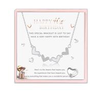 Silver Heart Necklace for Women, Ajustable Hypoallergenic Cubic Zirconia Necklaces, Pendant Jewellery Gifts for Lady Grandma (40th Birthday)