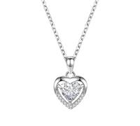 Silver Heart Necklaces for Women, 925 Sterling Silver Adjustable Crystal Heart Necklace, Dainty Love Heart Pendant, Fashionable & Versatile Accessory Perfect for Her (White-Crystal Heart)