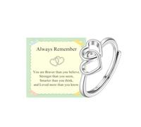 Silver Heart Rings for Daughter Granddaughter Niece, Always Remember Gift