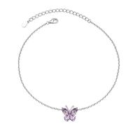 Silver heart-Shaped butterfly shaped ankle chain Valentine's Day gift for women to give to girlfriends,Lovers, Mothers, Birthday accessories (W)