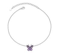 Silver heart-Shaped butterfly shaped ankle chain Valentine's Day gift for women to give to girlfriends,Lovers, Mothers, Birthday accessories (S)