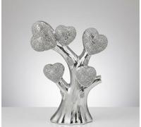 Silver Heart Tree Crushed Jewel Ornament - Romany Diamante Sparkle Shelf Sitter | Bling Decorative Figurine for Home, Wedding, BB-69