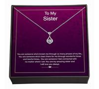 Silver Heart Water Drop Pendant With To My Sister Message Card, Necklaces Cubic Zirconia Necklace, Waterdrop Necklace Card(Silver)