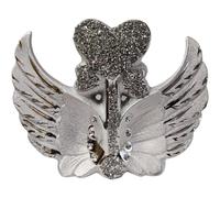 Silver Heart with Angel Wings Sparkle Ornament Bling Crushed Diamond