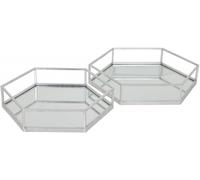 Silver Hexagon Set Of Two Trays