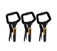 Silver high Carbon Steel C clamp, Pack of 3 Metal Face Hole Welding Vise Grip C Clamps for Woodworking, 6 inches