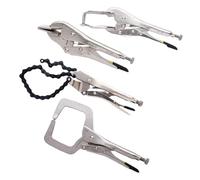 Silver high Carbon Steel C clamp, Welding Sheet Metal C-Clamp Chain Clamp Locking Pliers Set Pack of 4 in 8/9/11/19-Inch Sizes(84-399 C-clamp 11in.)