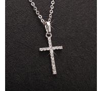 (Silver) Highquality Cross Pendant Collarbone Chain Durable Alloy Material Trendy Design