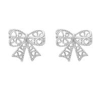 Silver Hollow Bowknot Earrings for Women, Light Luxury Minimalist Screw Back Stud Earrings, Elegant Ear Jewelry