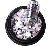 Silver Holographic Square Nail Sequins, Paillettes Glitter Decoration for Summer Nail Art, DIY Crafts and Makeup Accessories