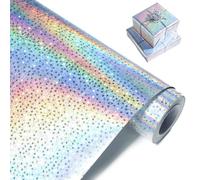 Silver Holographic Wrapping Paper, Metallic Glitter Star Gift Wrap Paper Roll for Birthday, Wedding, Mother's Day, Baby Shower, Christmas - 43cm x 10m