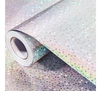 Silver Holographic Wrapping Paper Roll,43cm x 10m Silver Metallic Gift Wrapping Paper,Shiny Stars Gift Wrap for Birthday Party Wedding Baby Shower Holiday Christmas