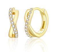 Silver Hoop Earrings for Women, S925 Sterling Silver Small Hoop Earrings丨Hypoallergenic Huggie Earrings丨Infinite Love Cubic Zirconia Hoops Earrings Birthday Gifts for Her Girls Gold