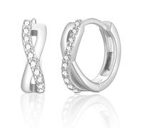Silver Hoop Earrings for Women, S925 Sterling Silver Small Hoop Earrings丨Hypoallergenic Huggie Earrings丨Infinite Love Cubic Zirconia Hoops Earrings Birthday Gifts for Her Girls Silver