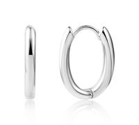 Silver Hoop Earrings for Women, Small Oval Hoop Hypoallergenic Chunky Hoops Earrings Small Thick Hoops Earring Glossy Huggie Earring for Women Girls