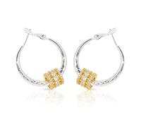 Silver Hoop Earrings for Women Trendy Bling Rhinestone Two-Tone Hoop Unique Style Gold and Silver CZ Hoop Earrings for Wedding Party Prom Ear Jewelry Accessories Gift for Her