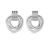Silver Hoops Earrings for Women Girls, Chunky Hoop Earrings Triple Round Dangle Huggie Drop Interlocking Link Earrings Jewellery Girls Gifts