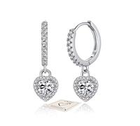 Silver Hoops Earrings for Women, Hypoallergenic Sterling Silver Heart Earrings Jewellery Gifts for Mum Girls Bride Ladies, Birthday Anniversary Christmas Gifts