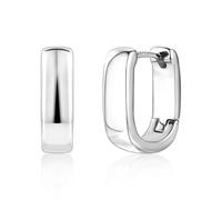 Silver Hoops Earrings for Women, Small Huggie Hoop Hypoallergenic Small Thick Earring Square Hoop Earring Oval Wide Hoops Earrings Trendy Jewelry Gifts for Women Girls