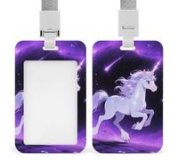 Silver Horse Retractable ID Badge Holder with Lanyard - Vertical Badge Reel,Keychain Clip,Name Tag Id Card Holder Protector for Nurse Officer Teacher Security Staff Women Men