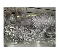 DEENZ Silver Horse With Wagon Gypsy Crushed Diamond Carriage Ornament Shelf Sitter