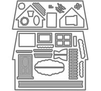 Silver House Cutting Dies Mould Metal Cutting Dies Creative Christmas Greeting Cut Stencil Metal Template Mould Cut Dies for DIY Scrapbook Album Paper Card Making Die