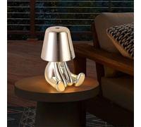 (silver, i) Bedside Touch Table Lamp, Gold Thinker Lamp Desk Light Cordless Rechargeable Portable Decorative Nightstand Lamp With Usb Charging