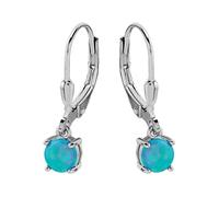 Silver Imitation Opal Drop Earrings - 21mm drop - F08011
