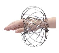 SHATCHI Silver Infinity Arm Spring Slinky Juggle Dance 3D Magic Flow Ring Stainless Steel Hand Fidget Spinner Interactive Kinetic Decompression Toys for Kids Adults