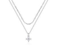 Silver Infinity Birthstone Necklaces for Women, Sterling Silver Plated Jewelry | Dainty Singapore Chain Choker Necklace | Green, Black, Red Zircon Layered Necklaces Gifts