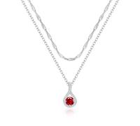 Silver Infinity Birthstone Necklaces for Women, Sterling Silver Plated Jewelry | Dainty Singapore Chain Choker Necklace | Green, Black, Red Zircon Layered Necklaces Gifts