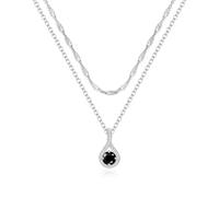 Silver Infinity Birthstone Necklaces for Women, Sterling Silver Plated Jewelry | Dainty Singapore Chain Choker Necklace | Green, Black, Red Zircon Layered Necklaces Gifts