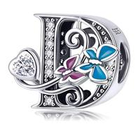 Silver Initial Letter Butterfly Charm for Pandora Charms Bracelet Personalized DIY Charms Gifts for Women D