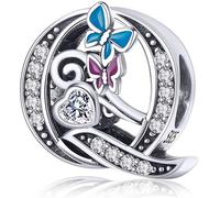 Silver Initial Letter Butterfly Charm for Pandora Charms Bracelet Personalized DIY Charms Gifts for Women Q