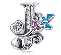 Silver Initial Letter Butterfly Charm for Pandora Charms Bracelet Personalized DIY Charms Gifts for Women J