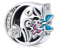 Silver Initial Letter Butterfly Charm for Pandora Charms Bracelet Personalized DIY Charms Gifts for Women C