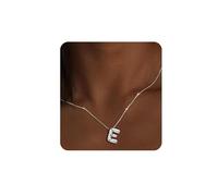 Silver Initial Necklaces for Women Teen Trendy Bubble Letter Sterling Silver Necklace Jewelry Chunky Charm Pendant Hypoallergenic Necklaces Birthday Gifts for Women Teen Her E, Large, Gold Plated, No
