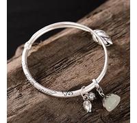 Silver Inlaid Natural Hotan White Chalcedony Blossom Classical Elegant Lady Adjustable Brand Jewelry (Gem Color : Brown)