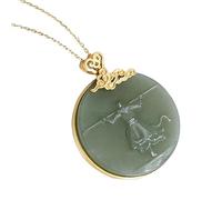 Silver Inlaid Natural Jade Pendant Necklace Chinese Retro Journey To The West Light Charm Women Jewelry