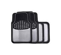 (Silver Insert) Rubber Car Mats Set To Fit Audi A1 Sportback With Metallic Coloured Inserts