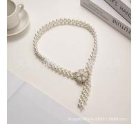 (silver) INYHESKY [Romance at the Waist] Exquisite and versatile elastic waist chain with diamonds, flowers and pearls to show off your waist