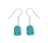Silver Irreguar Turquoise Pendant Dangle Earrings For Women Girls Blue Turquoise Ear Drop Jewelry