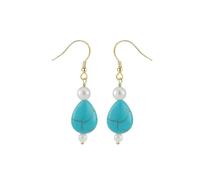 Silver Irreguar Turquoise Pendant Dangle Earrings For Women Girls Blue Turquoise Ear Drop Jewelry