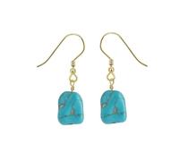 Silver Irreguar Turquoise Pendant Dangle Earrings For Women Girls Blue Turquoise Ear Drop Jewelry