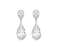 Silver Irregular Teardrop Drop Earrings for Women, Dainty Asymmetrical Two Stone Dangling Earrings, Minimalist Elegant Wedding Bridal Jewelry for Daily Party Anniversary